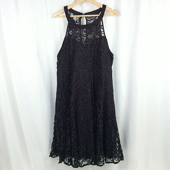 Torrid Lace Skater Dress Women's Plus Size 14 Black Sleeveless Fit & Flare Tank - Picture 1 of 9